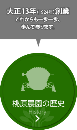 大正13年（1924年）創業。これからも一歩一歩、歩んで参ります。桃原農園の歴史