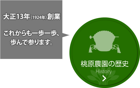 大正13年（1924年）創業。これからも一歩一歩、歩んで参ります。桃原農園の歴史